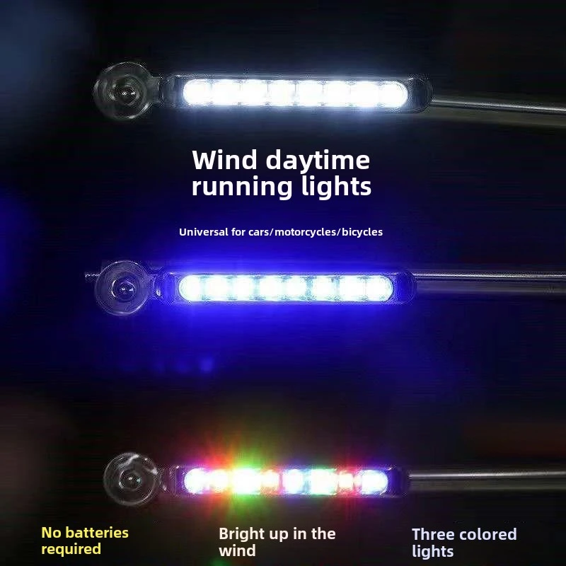 Car LED DayTime Running Light Lighting Rotation Fan Lamp LED Front Center Net Auxiliary Light DIY Trim Supplies Wind Energy Lamp