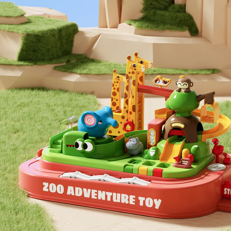 Racing Rail Car Zoo Adventure Track Toys DIY Assembly Animals  Slide Track Race Car Toy Board Game Kids Educational Toy Gift