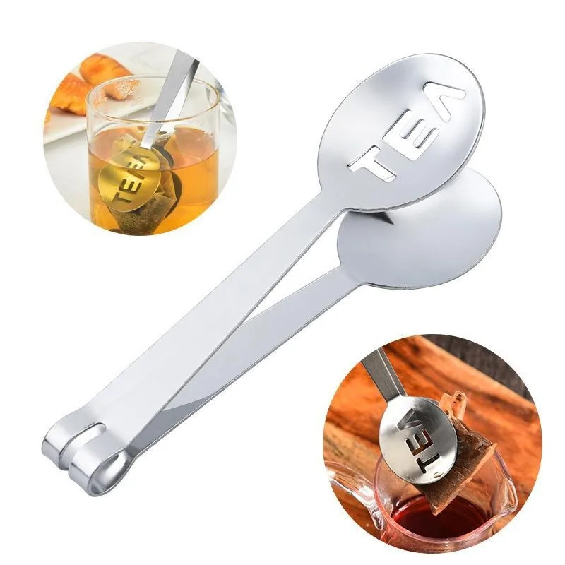 Langlebige Edelstahl Teebeutel Zange Teebeutel Quetscher Sieb halter Griff Metall löffel Mini Zucker