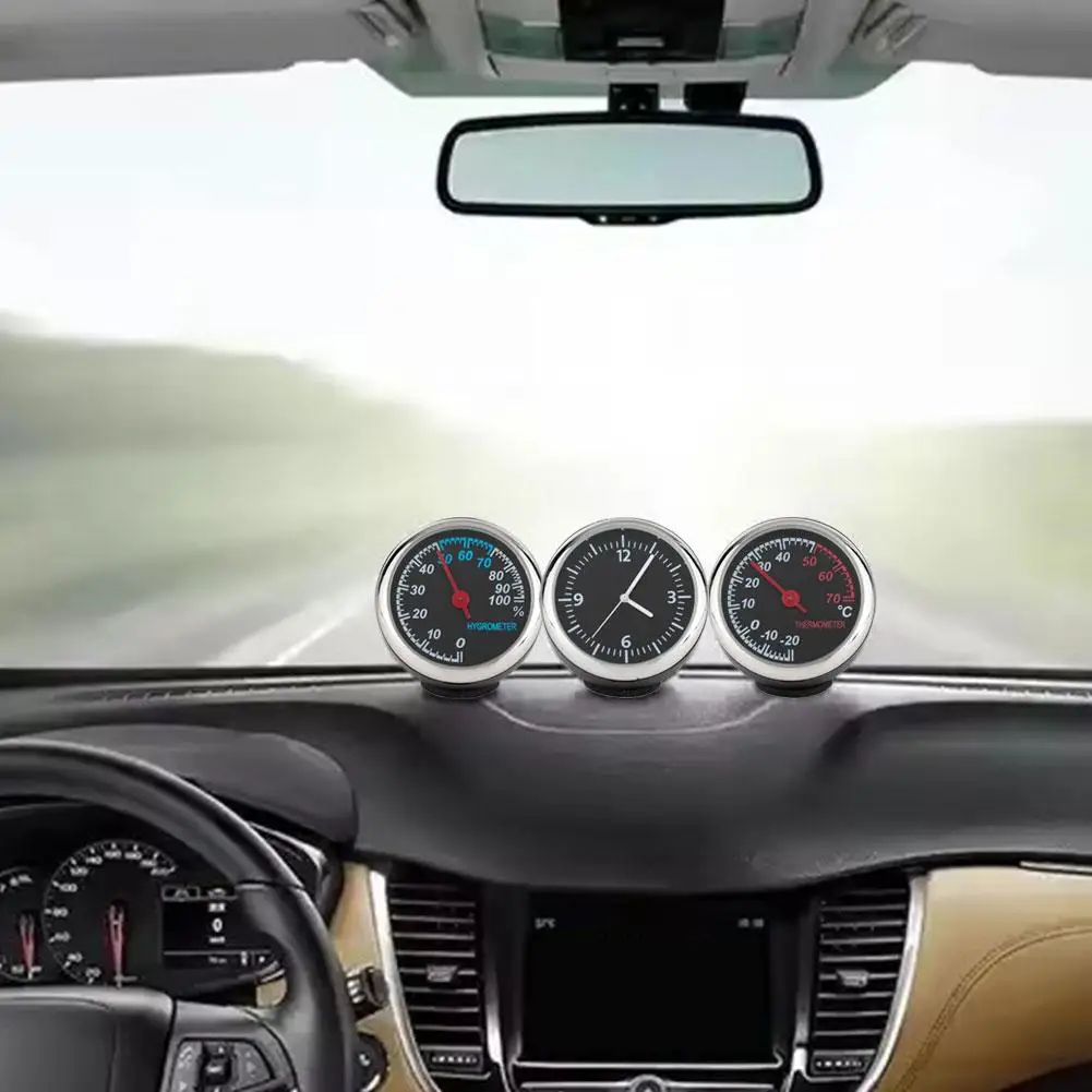 Mini reloj de exhibición para automóvil, accesorios para coche, medidores de coche, higrómetro, adorno de decoración, termómetro, calibre, reloj automático Clo V9X9