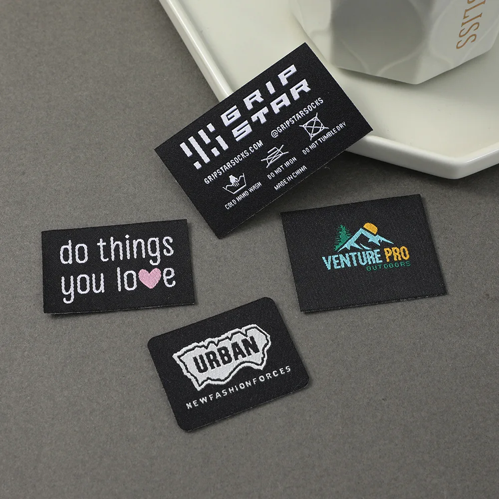 

Custom Woven Labels with Logo High Quality Durable Woven Tags for Sofa Curtains Bags Clothing Textile Customizable Design
