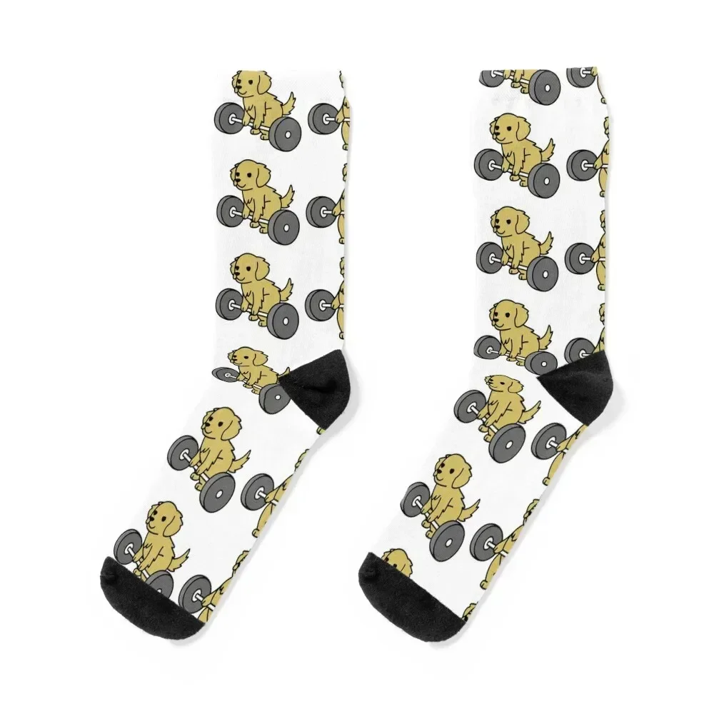 Golden Retriever Weightlifting Socks FASHION kawaii custom sports Socks Men's Women's