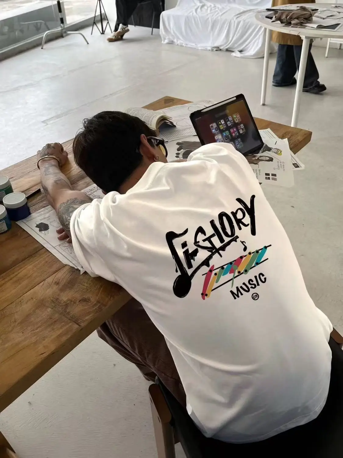 

Футболка с короткими рукавами American Music Elements из чистого хлопка с принтом, мужская и женская повседневная универсальная модная одежда