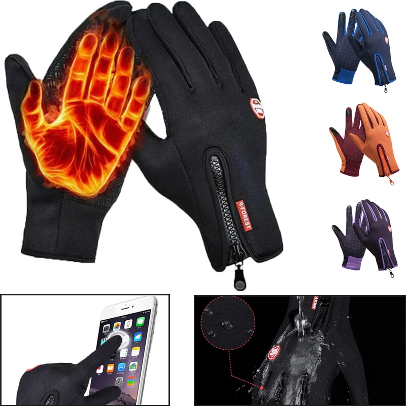 

Winter Warm Cycling Gloves Men Women Full Fingers Waterproof Touch Screen Fleece Gloves for Outdoor Sport Motorcycle Driving Ski