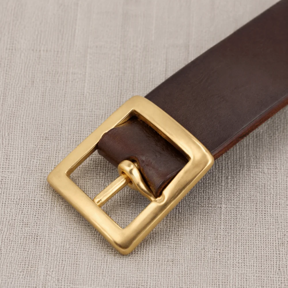 Metal Construction Brass Belt Buckle Single Pin End Bar 38x48mm Size Roller Buckle Sturdy Build Single Prong Buckle Bag Hardware