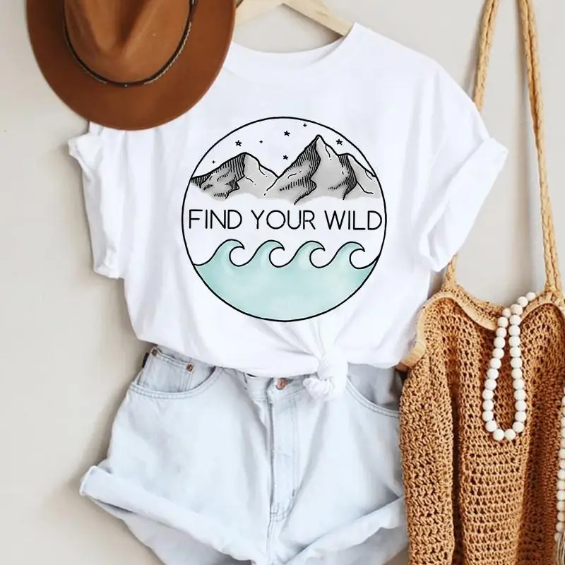 Women  Mountain Camper Cute Lovely 2021 Cute Ladies Cartoon Summer Lady Print Tee Graphic T Top Travel Tshirts Trend T-Shirt