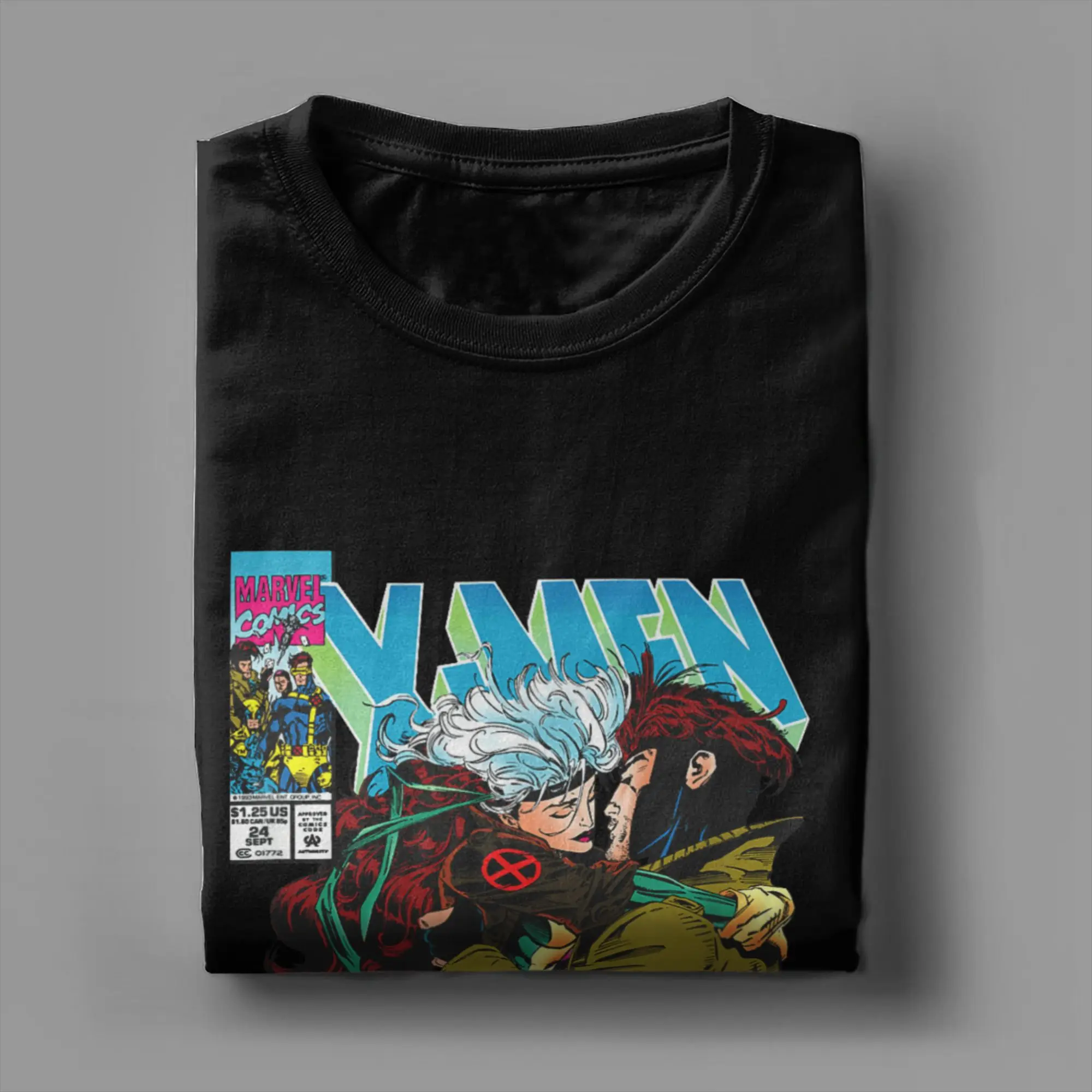 X Men Gambit & amp Rogue جميل زوجين غطاء الرجال تي شيرت محب تي شيرت قصير الأكمام الجولة الرقبة تي شيرت القطن الخالص