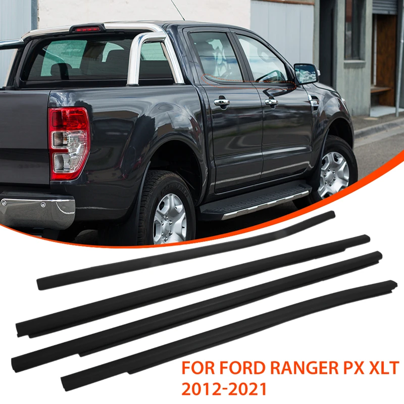 For Ford Ranger PX XLT 2012-2021 2020 4Door Outer Window Rubber Seals Weather Strip Car Sealing Strips Door Glass Seal Belt Trim