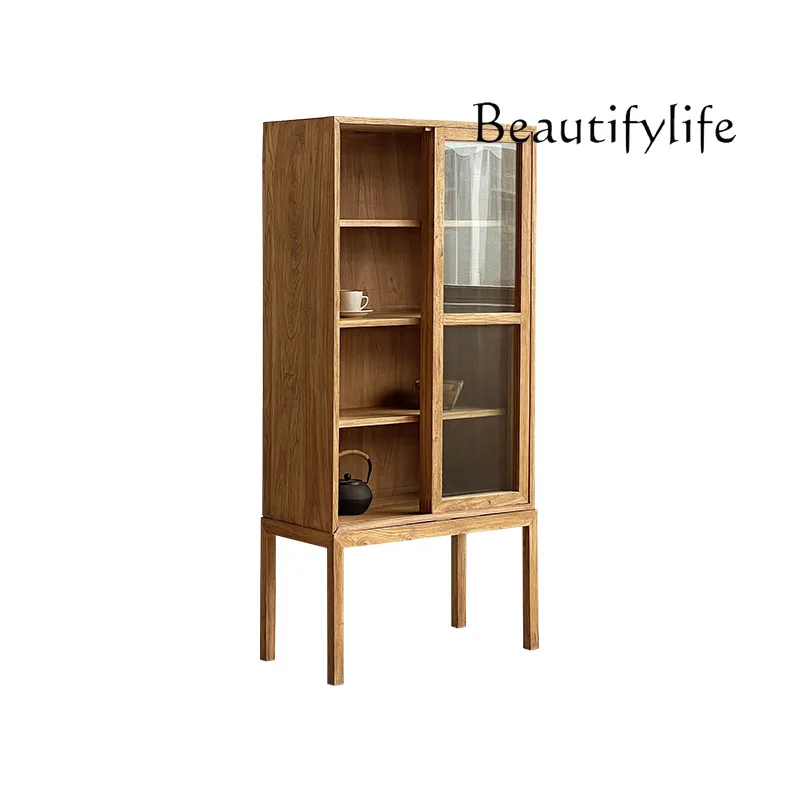 

Solid wood dining side cabinet medieval log wind tea cabinet shelf storage storage cabinet