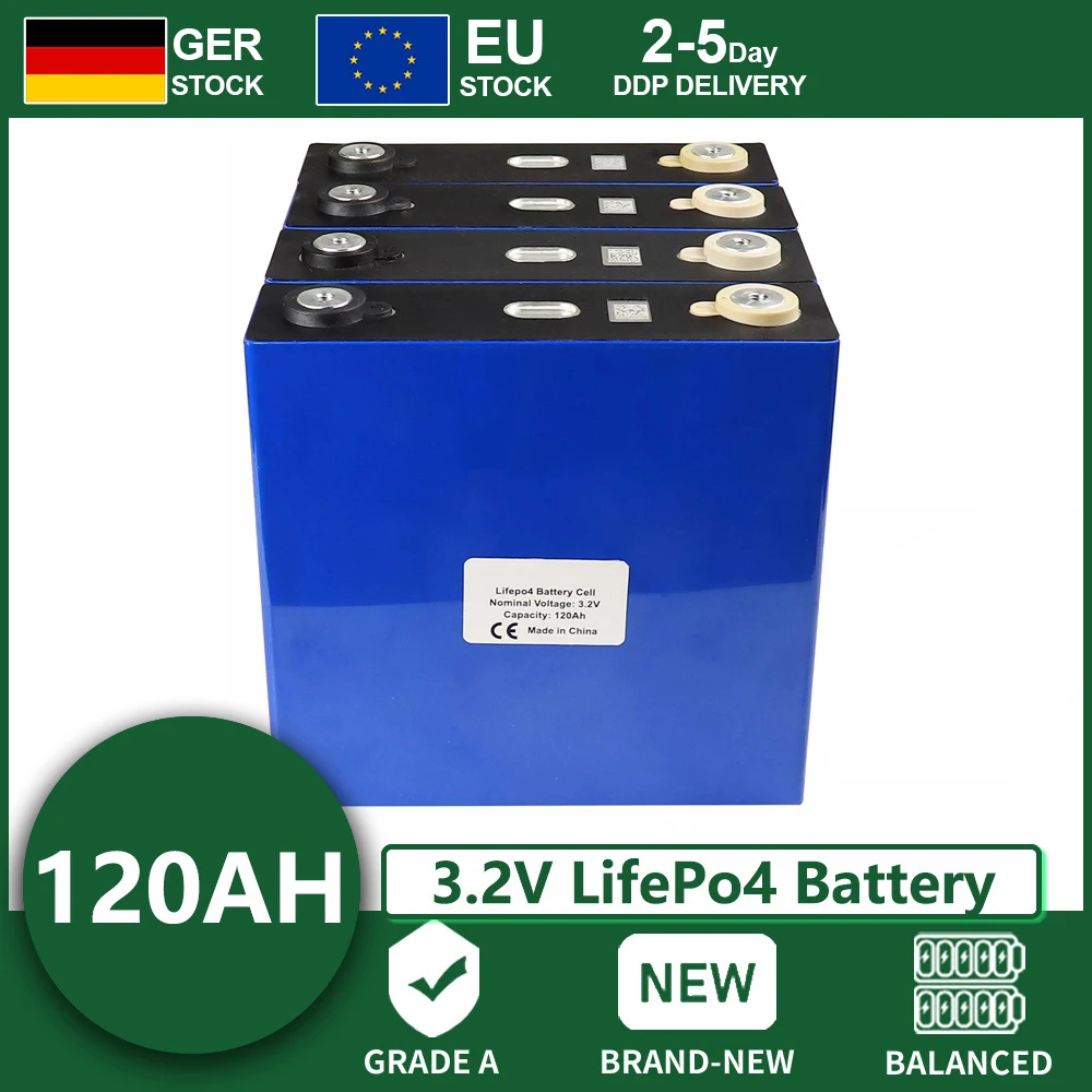1-32PCS 3.2V 120AH Lifepo4เซลล์แบตเตอรี่เกรด A 12V 24V 48V DIY เซลล์สำหรับเรือรถกอล์ฟ RV EU US ภาษีฟรี