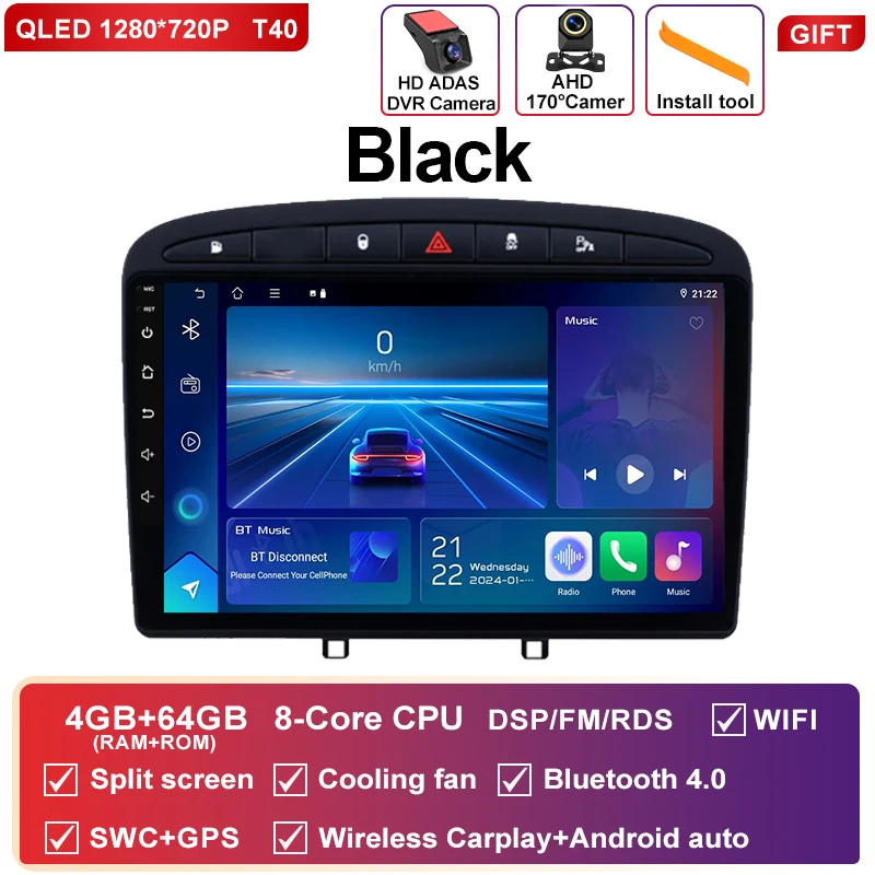Android 16 autoradio voor Peugeot RCZ 308 SW 2007-2015 408 2012-2020 Multimedia Navigatie GPS Carplay Auto Head Unit 4G WIFI BT