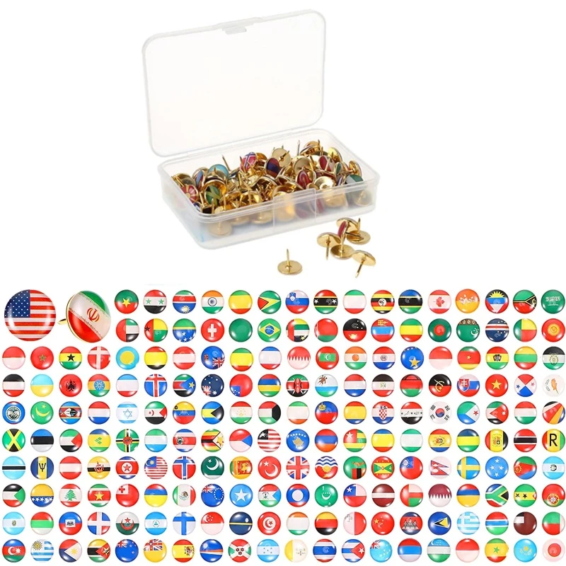 Multipurpose Push Pins National Flag Thumb Tacks for Sharp Steel Needle for Map Notice Cork Board Markers Photos Wall 19