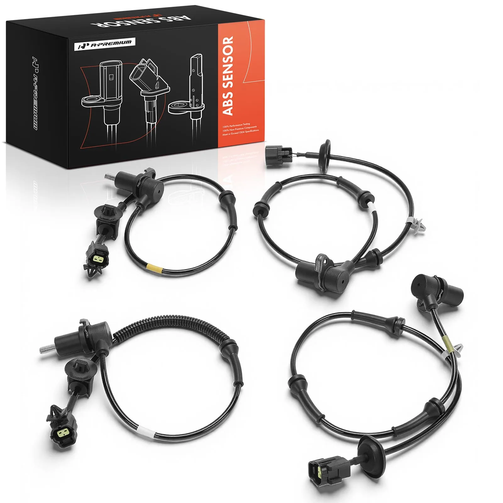 A-Premium 4Pcs Front & Rear Side(Driver & Passenger Side) ABS Wheel Speed Sensor for Chevrolet Aveo 2004-2011 Pontiac G3 2010