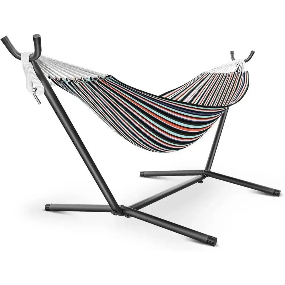 Portable 600lbs Capacity Outdoor Hammock with Stand and Carrying Bag for Two, Easy Setup