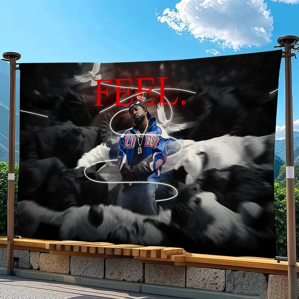 Singer K-Kendrick L-LamarS Flag Tapestry Outdoor Party Bedroom Living Room Dormitory Decorative Themed Wall Hanging Banner Gift