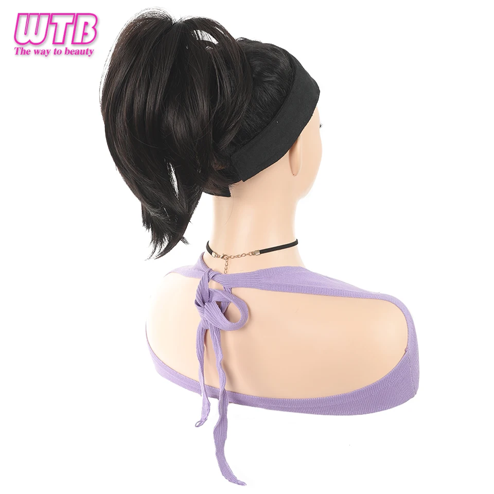 WTB Messy Bun Claw Clip Female Short Ponytail Dark Brown Natural Fluffy 22 cm Claw Clip Extended Wig Bun