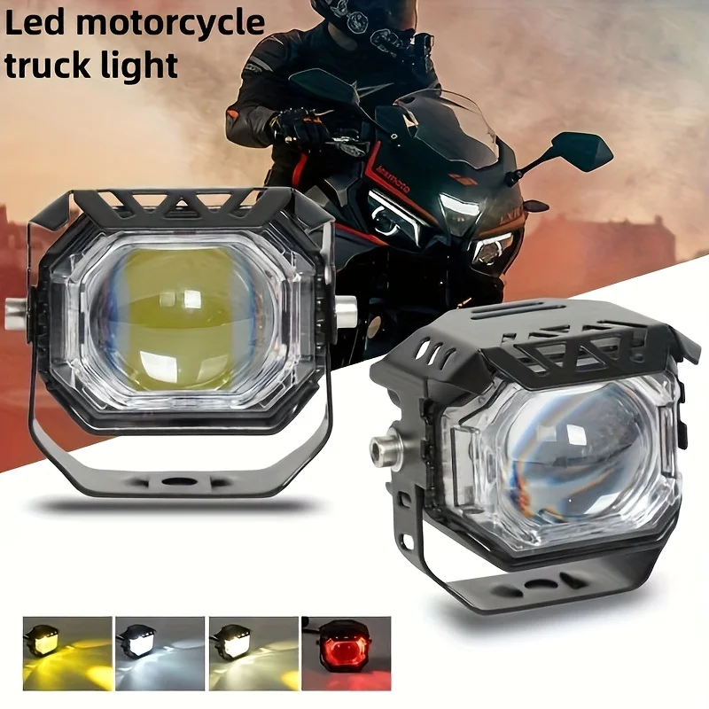 

Светодиодные желтые/белые двухцветные мотоциклетные фонари, 3-дюймовые внедорожные фонари, рабочие фары, подходящие для мотоциклов, грузовиков, квадроциклов
