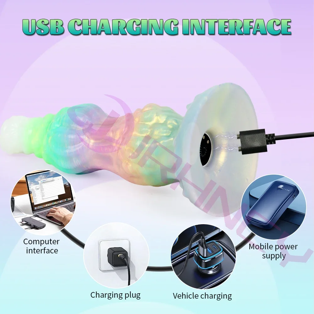 هزاز للنساء قضبان اصطناعية مضيئة سيليكون المكونات الشرج ضخمة 10 تردد الهزاز الجنس لعب تدليك البروستاتا G-بقعة الاستمناء