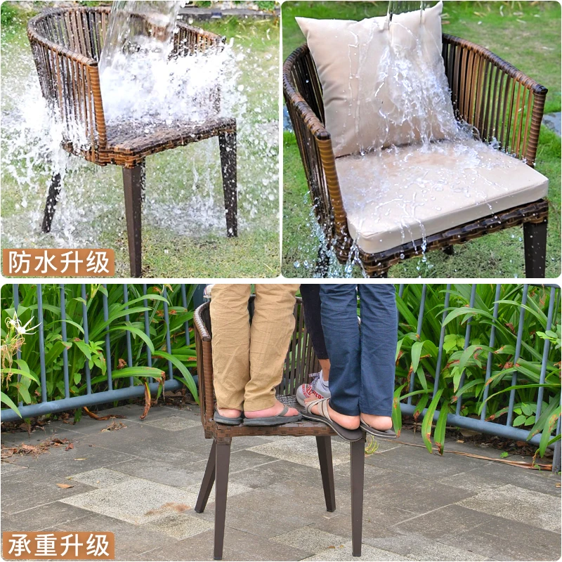 Outdoor tables, chairs, gardens,woven rattan chairs, all aluminum cast aluminum leisure combination, waterproof and sunscreen