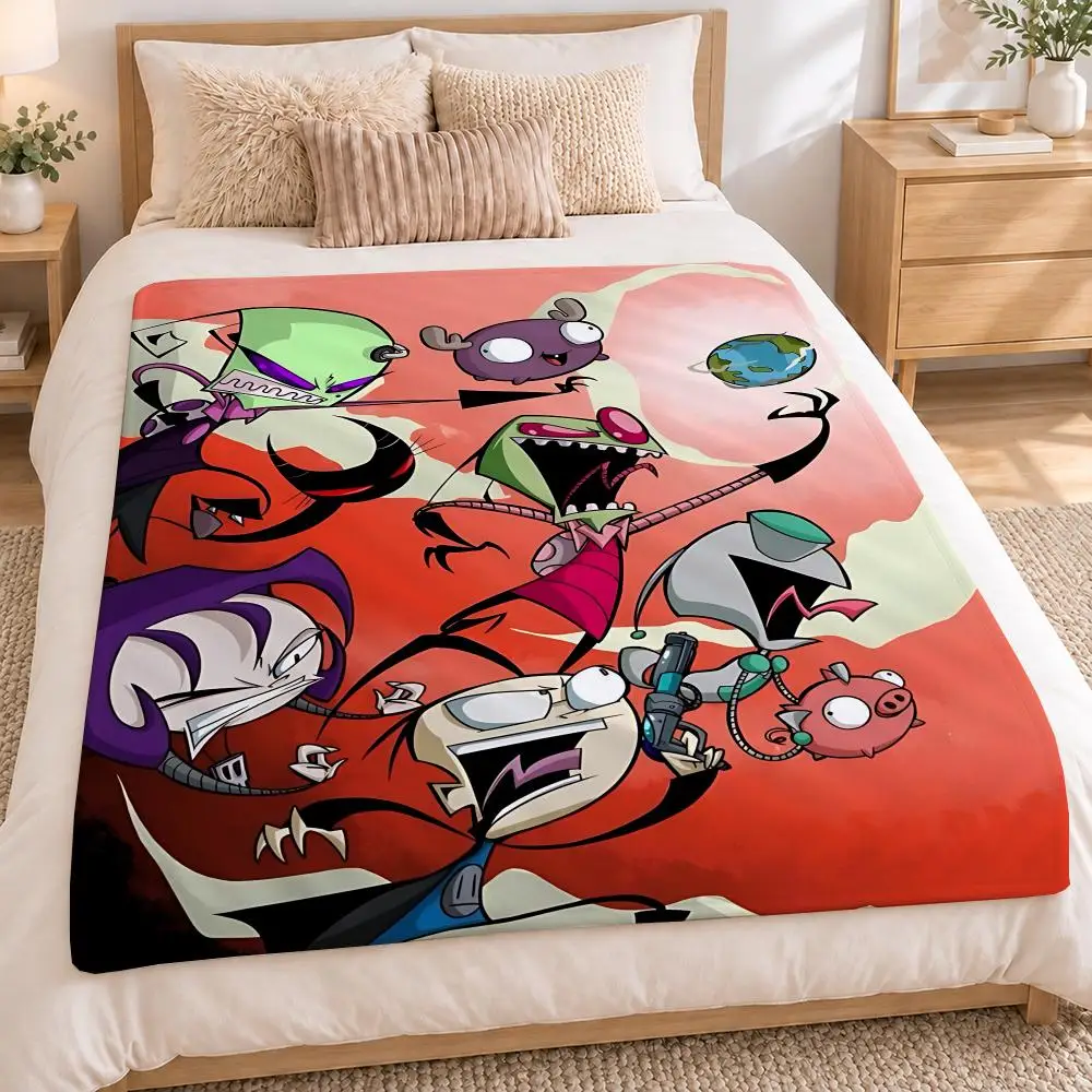 Anime Invader ZIM Throw Pet Flannel Blanket Throw Blanket for Living Room Bedroom Bed Sofa Picnic Cover kids