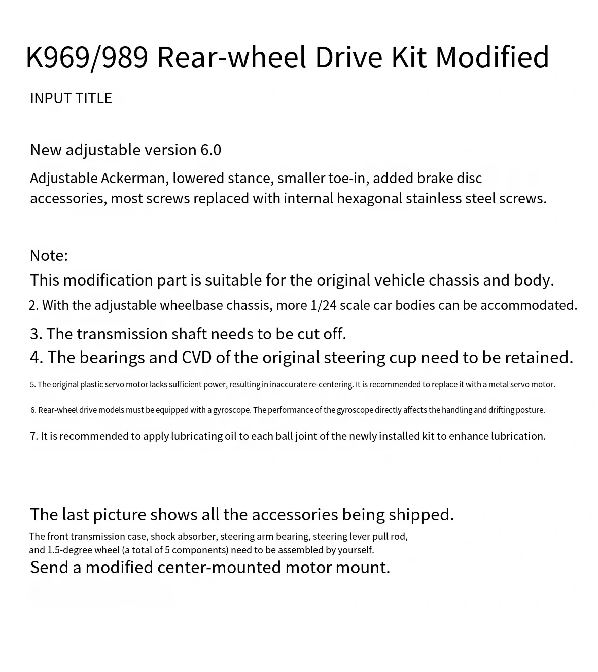 1/28 RC Car WLtoys k969 989 4WD atualização RWD Aumentar o ângulo de direção para deriva traseira