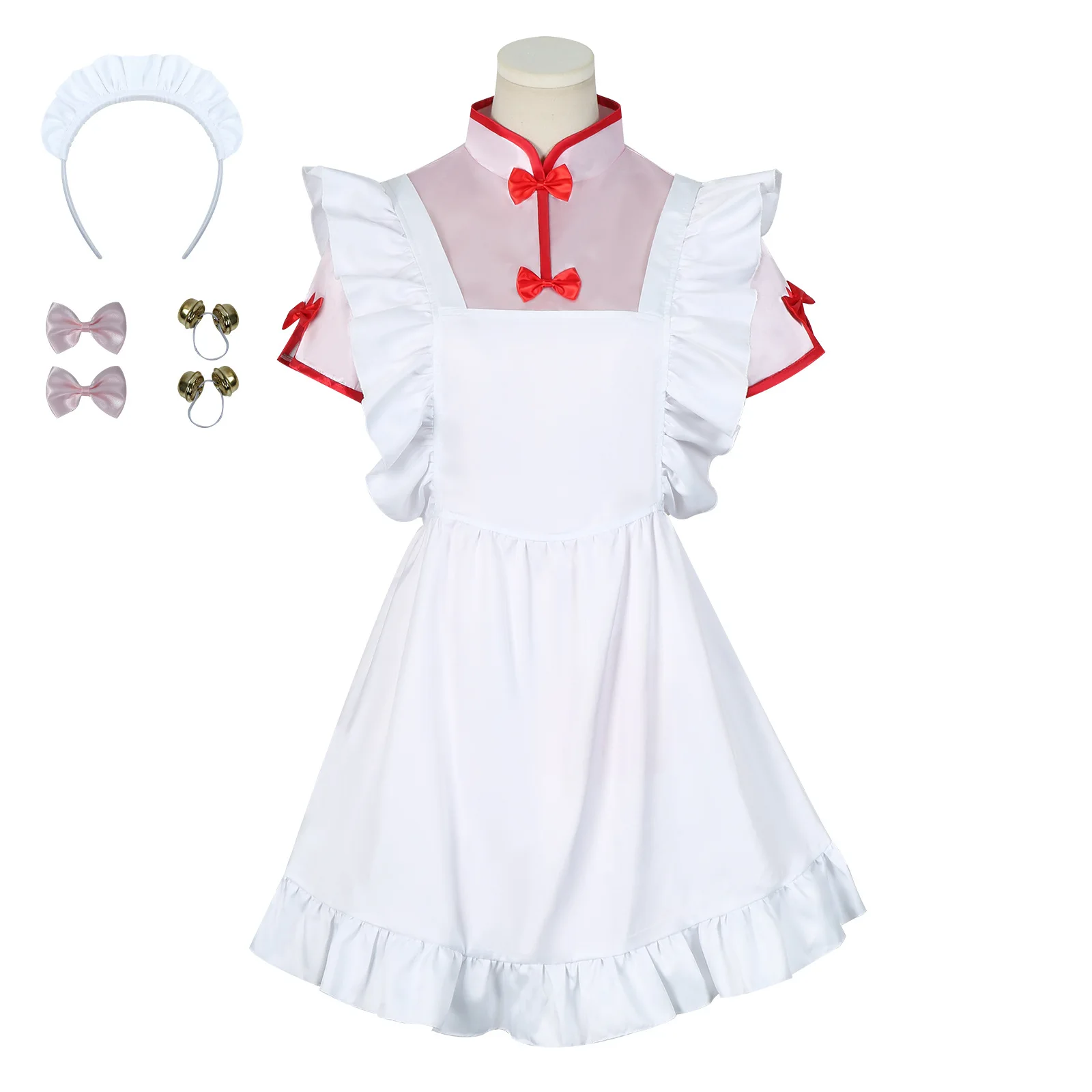 

Ranma 1/2 Cosplay Anime Saotome Ranma Cheongsam Maid Outfit Full Set Pink Wig Role Play Costume