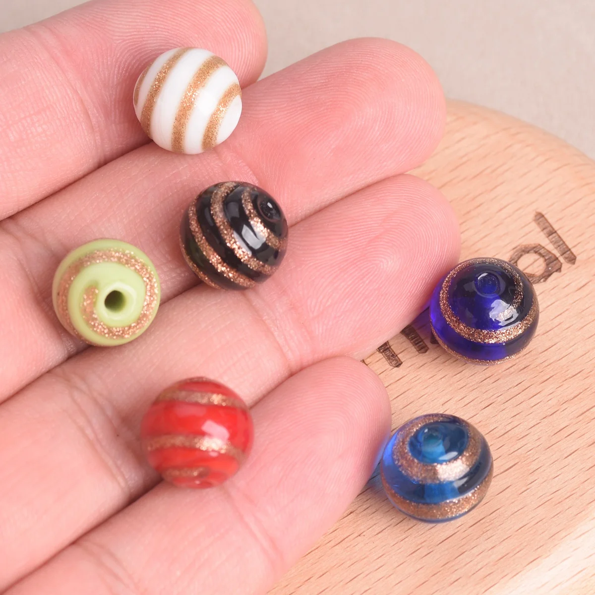 5pcs Round 12mm Foil Circle Handmade Lampwork Glass Loose Beads For Jewelry Making DIY Crafts Findings