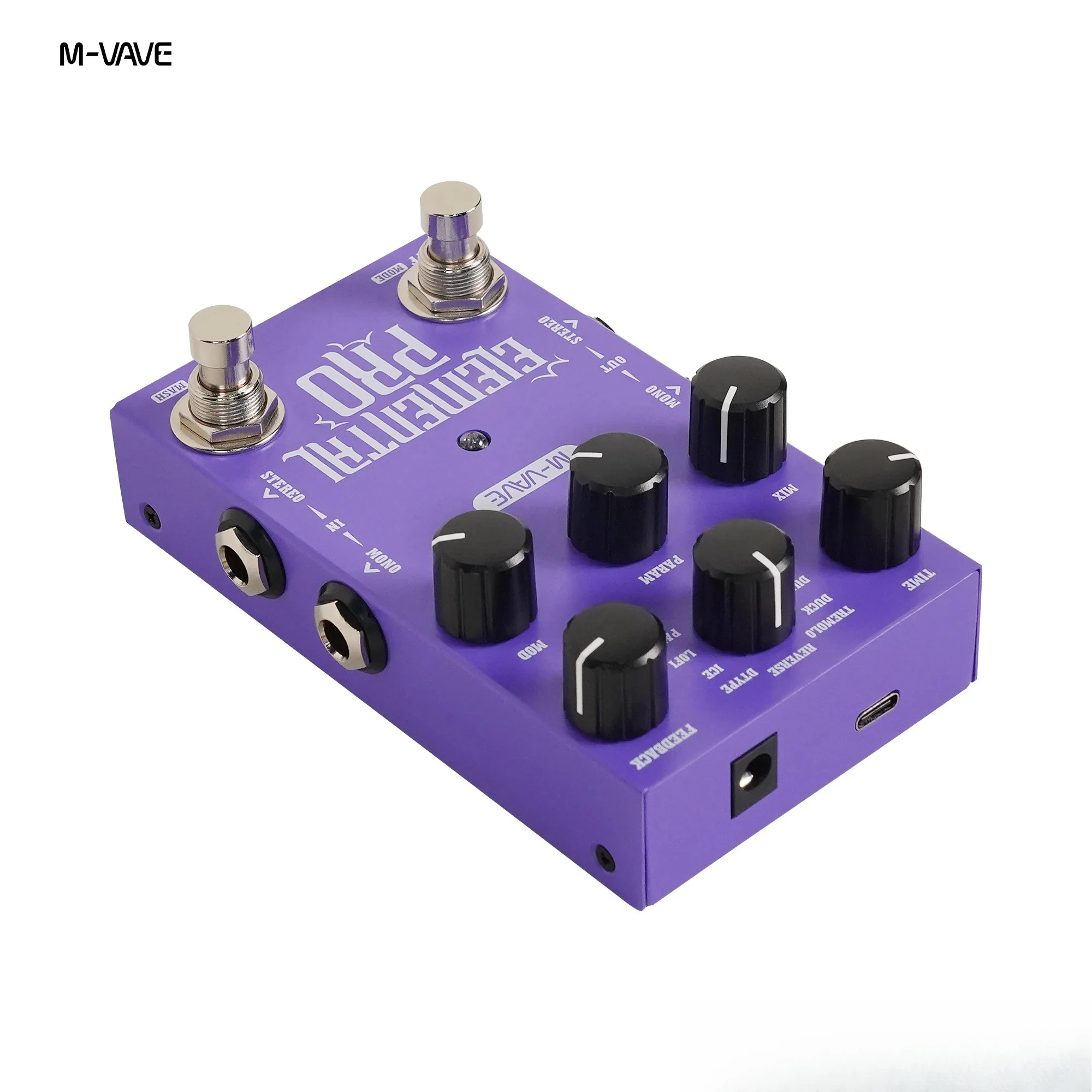 M-VAVE ELEMENTAL PRO Stereo Delay Guitar Pedal 10 Delay Algorithms Tap Tempo Mash Control USB-C DC 9V for Guitar Bass Keyboard
