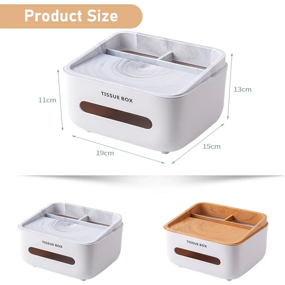 Tissue Box Organizer Cover Holder with Storage Napkin,Stationery Remote Control Box Decorative Tissue Pen Remote Organizer