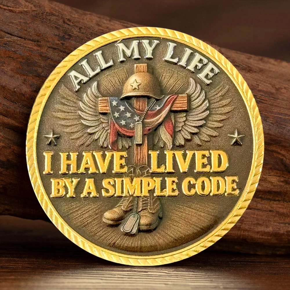 Moneda Conmemorativa con Tema de Honrar a Dios, Amar a tu Familia y Defender el País, Moneda de Recuerdo Chapada en Oro para Toda Mi Vida