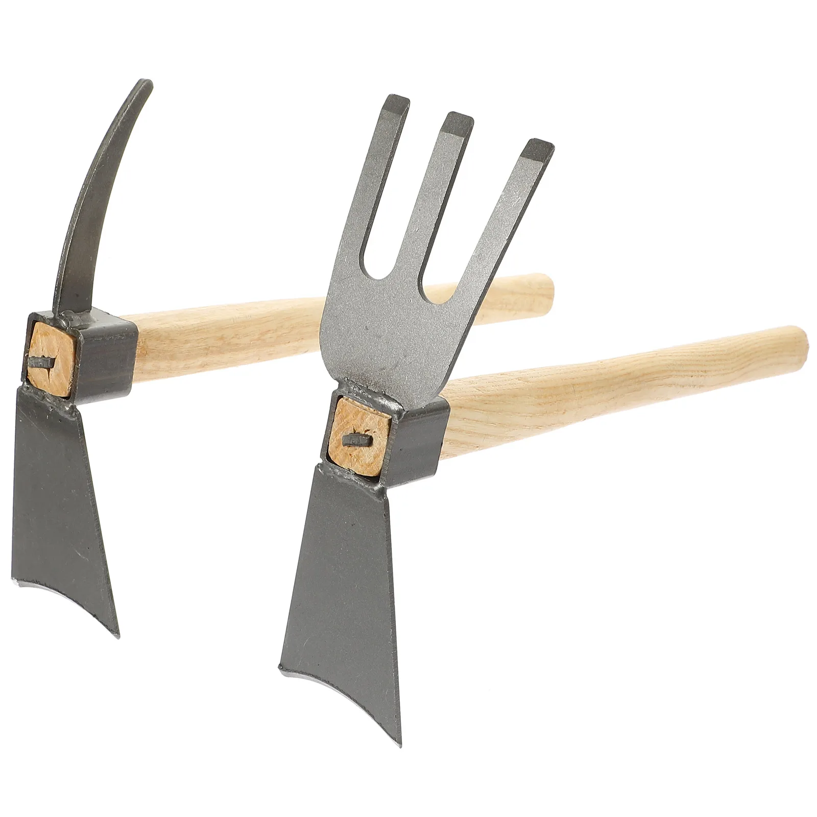 

2Pcs Portable Garden Hoe Set Sturdy Steel and Wood Construction Multi-Functional Handheld Hoe for Planting Weeding Trenching