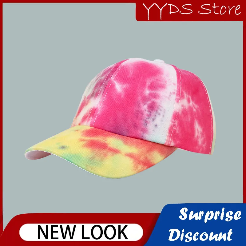 Spring and Summer Children's Peaked Cap Wide-brimmed Personality Tie-dye Baseball Cap Adjustable Baby Children's Sun Hat