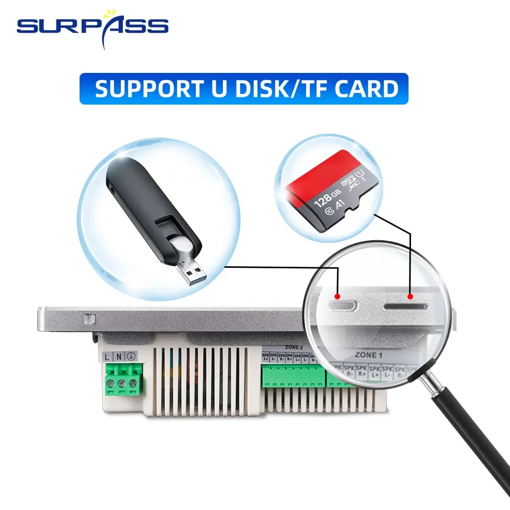 Ścienne wzmacniacz dźwięku BT z systemem Android 8.1 Wifi Touch ekran przedwzmacniacz radio HiFi System kina domowego cyfrowy odtwarzacz Audio