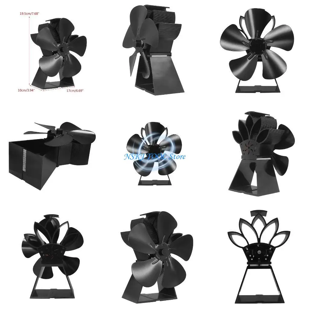 

L8RC 5BLADES HEAT PEALTED PLOVE Вентилятор для вентилятора сжигания дерева Домашний вентилятор каминов