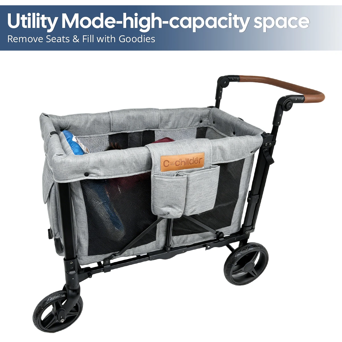 Foldable Baby Stroller 2 Seats，Multi-Function Outdoor Camping Wagon with Removable Canopy，Over 6 Months，Christmas gifts