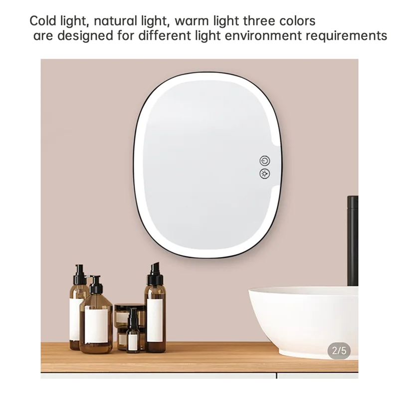 ABVJ-Specchio per doccia Forshaving con vassoio portaoggetti, supporti per specchio da bagno a parete con luci