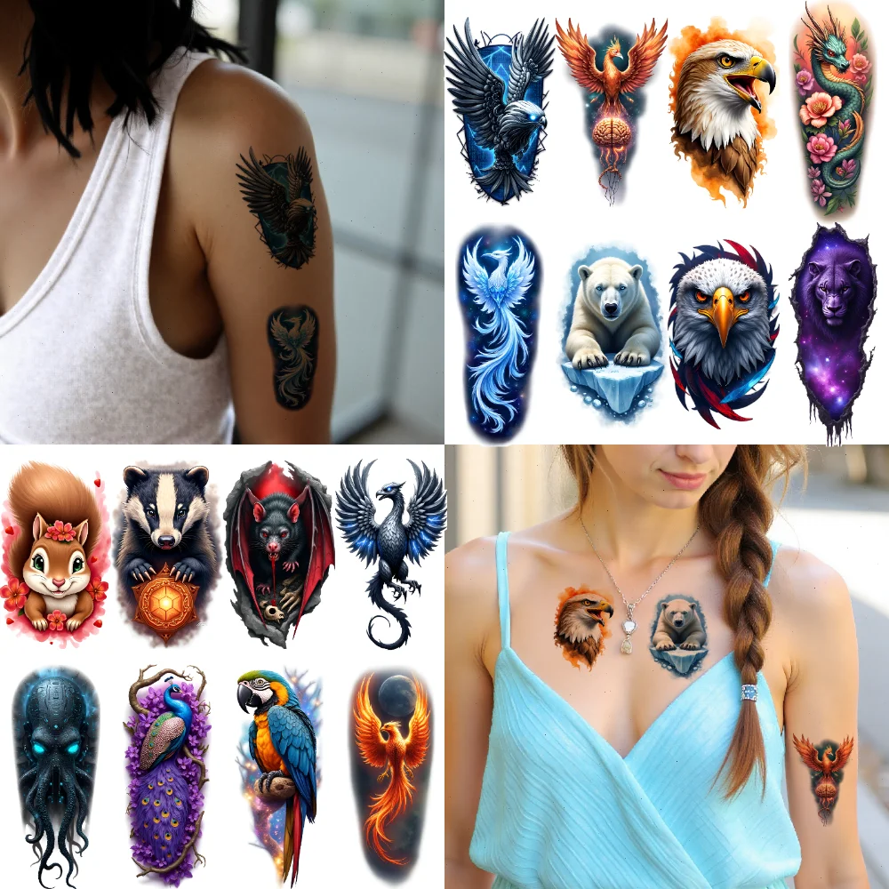 

9pcs Temporary Tattoo Dinosaur Stickers Waterproof Long-lasting Body Stickers Decorative Stickers Colorful Realism For Back