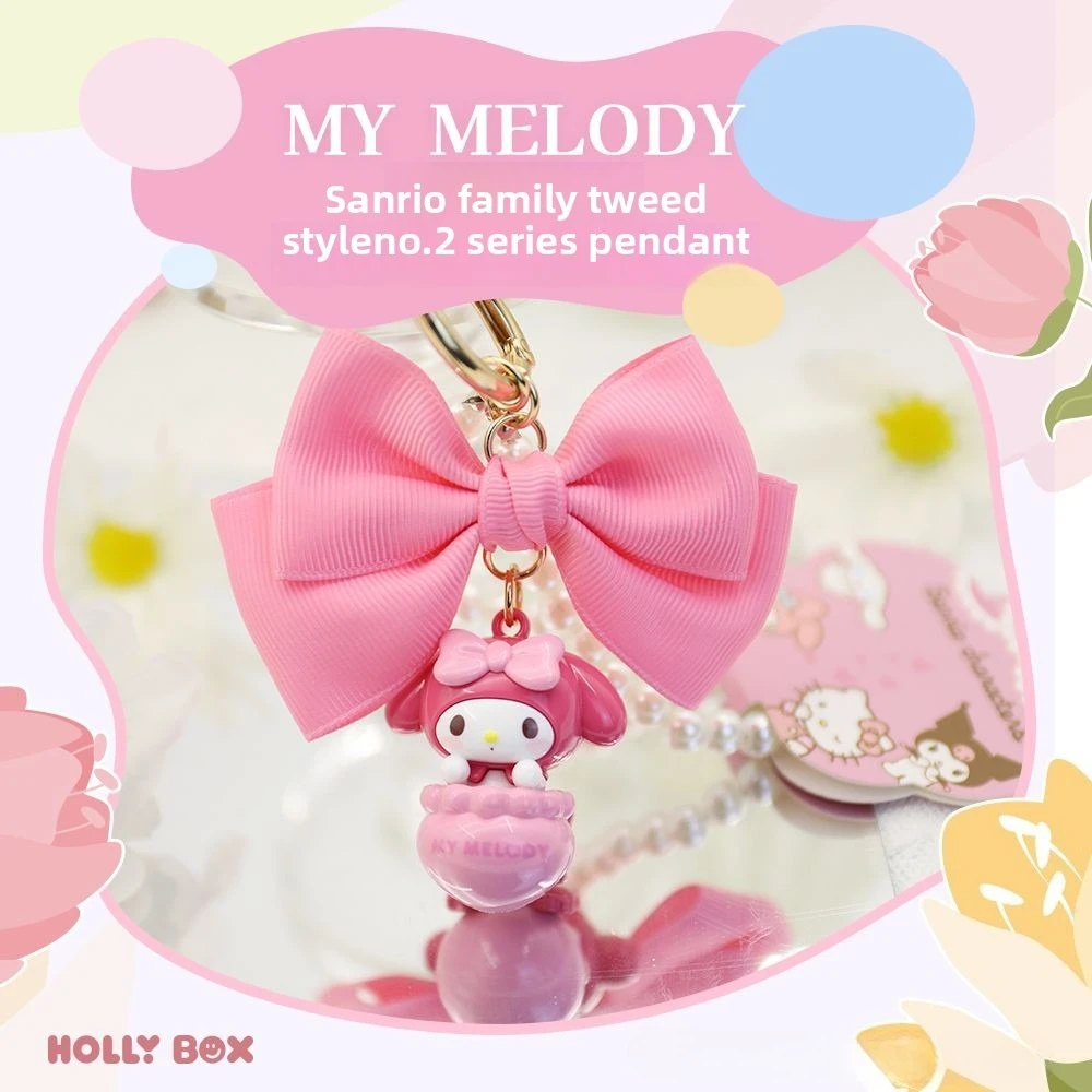 Kawaii Sanrio dibujos animados My Melody Hello Kitty Kuromi Xiaoxiangfeng colgante lindo llavero de perlas joyería bolsa decoración colgante