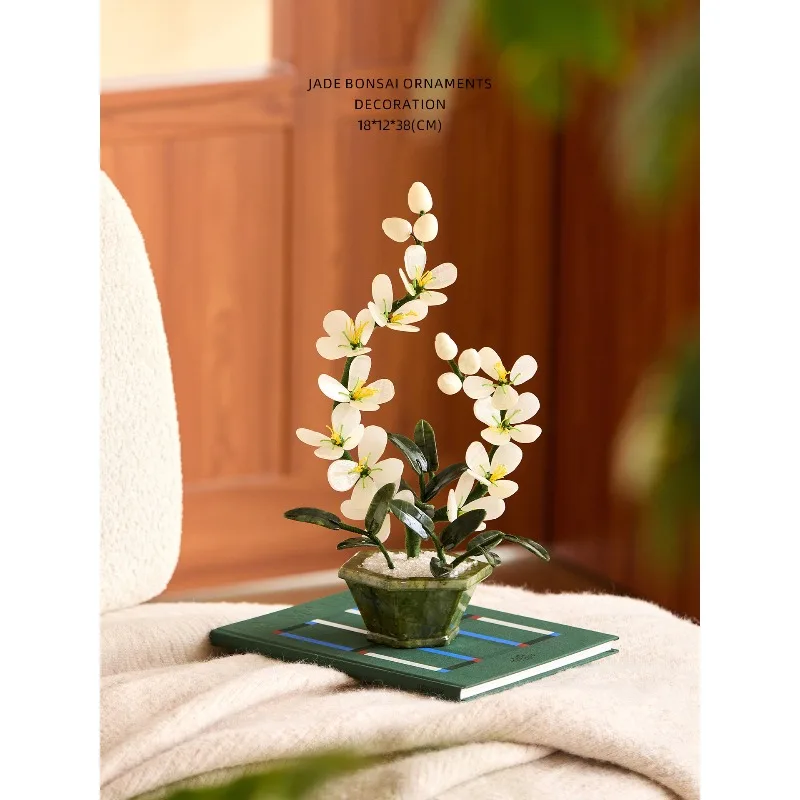 Jade orchid art ornament living room entrance office desktop decoration gift