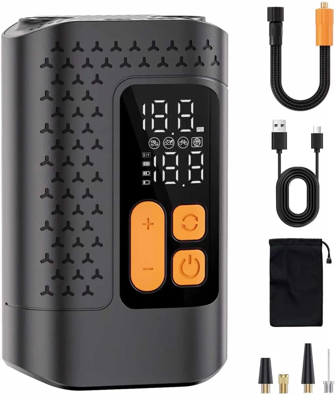 

Electric Bike Pump 160PSI Mini Tire Pump with Digital Gauge Fast Inflation for Bicycle Motorcycle Car