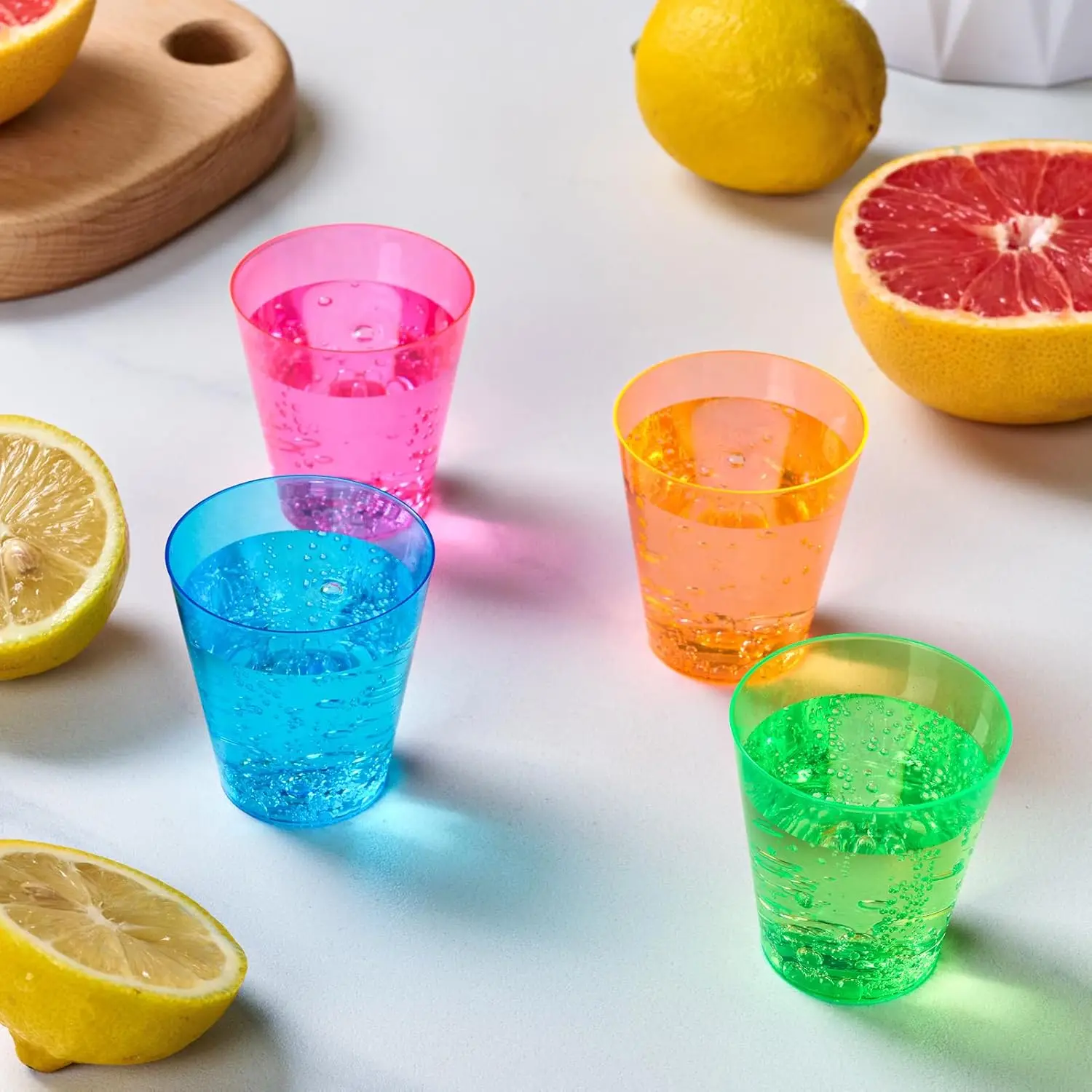 50Pack 2oz Disposable Hard Plastic Cups Shot Glasses Jello Cups Iridescent Neon Birthday Christmas Party Supplies