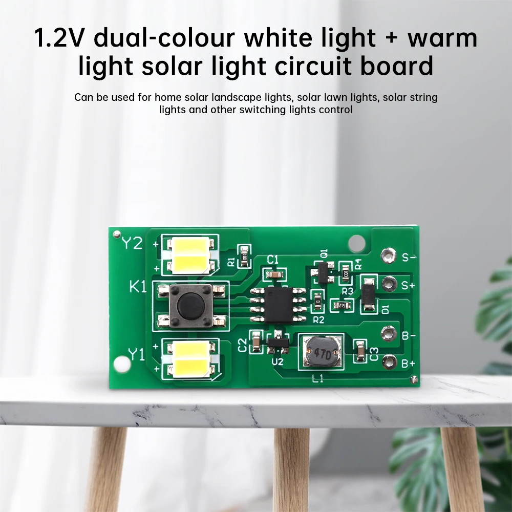 1.2V Bi-Color Wit + Warm Zonne-Energie Licht Printplaat Draagbare Zonne-Energie Keramische Lamp Circuit Control Board Solar Gazon Ligh Diy Kit