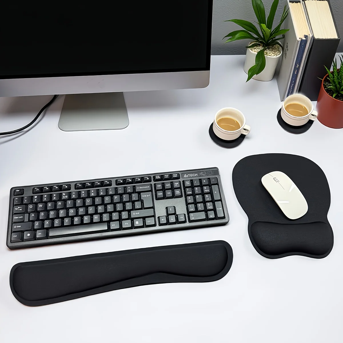Computer Ergonomic Wrist Rest Set Memory Foam Mouse Pad Wrist Support Keyboard Wrist Pad for Home Office Gaming Desk Supplies
