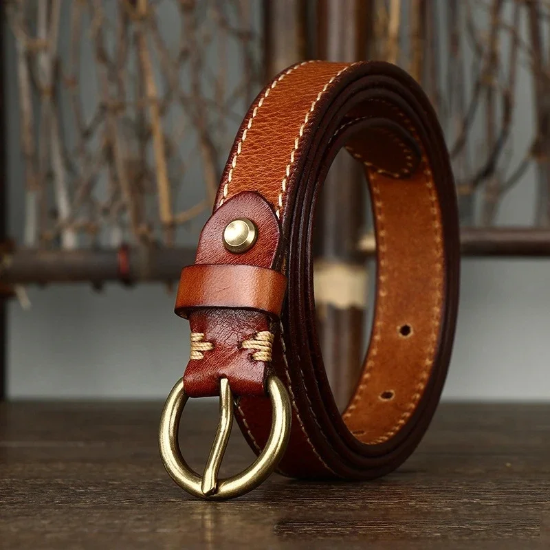 

2.4cm Width Women Genuine Leather Belt For Female Strap Casual All-match Ladies Adjustable Belts Designer High Quality Brand