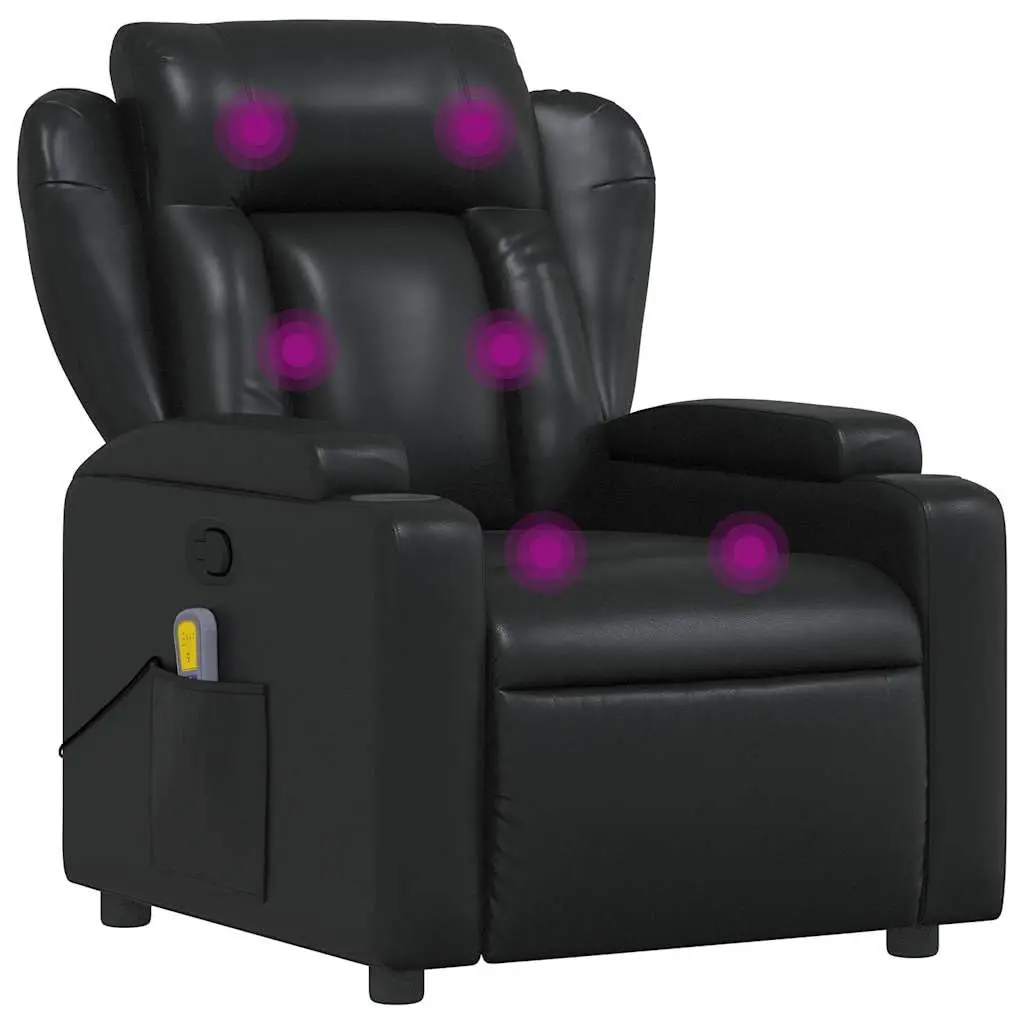 Massage Recliner Chair, Single Faux Leather Reclining Armchair with 6-Point Vibration, Adjustable Backrest and