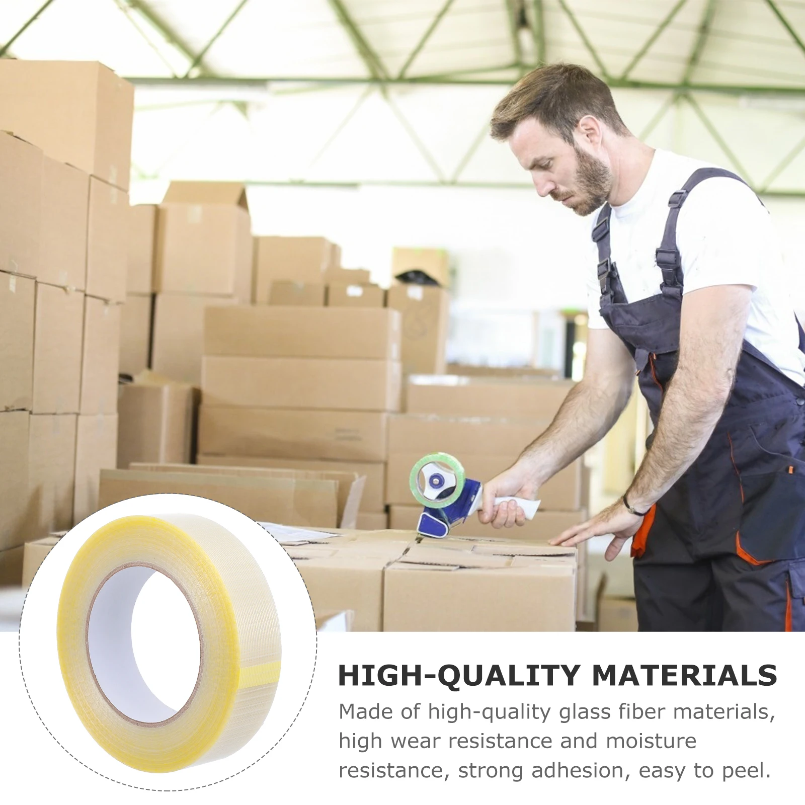 

Glass Fiber Adhesive Tape Strong Viscosity Waterproof Single Side Packaging High Wear Resistance Model Fixed Wide Use Residue