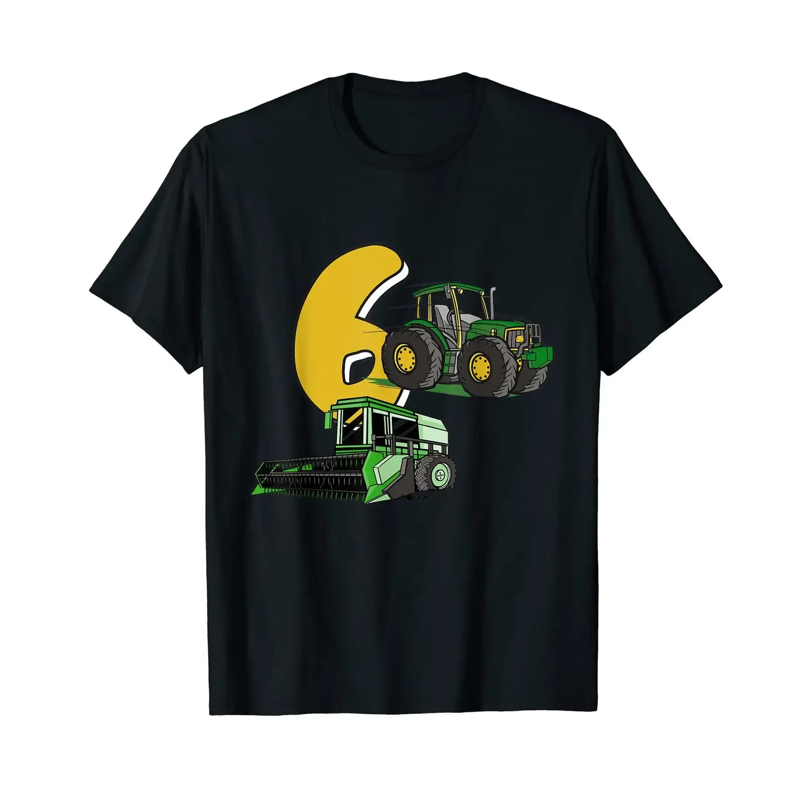 6th Birthday Boy Tractor Combine Harvester Motif Children's T Shirt vintage Washed Casual streetwear Stylish homme