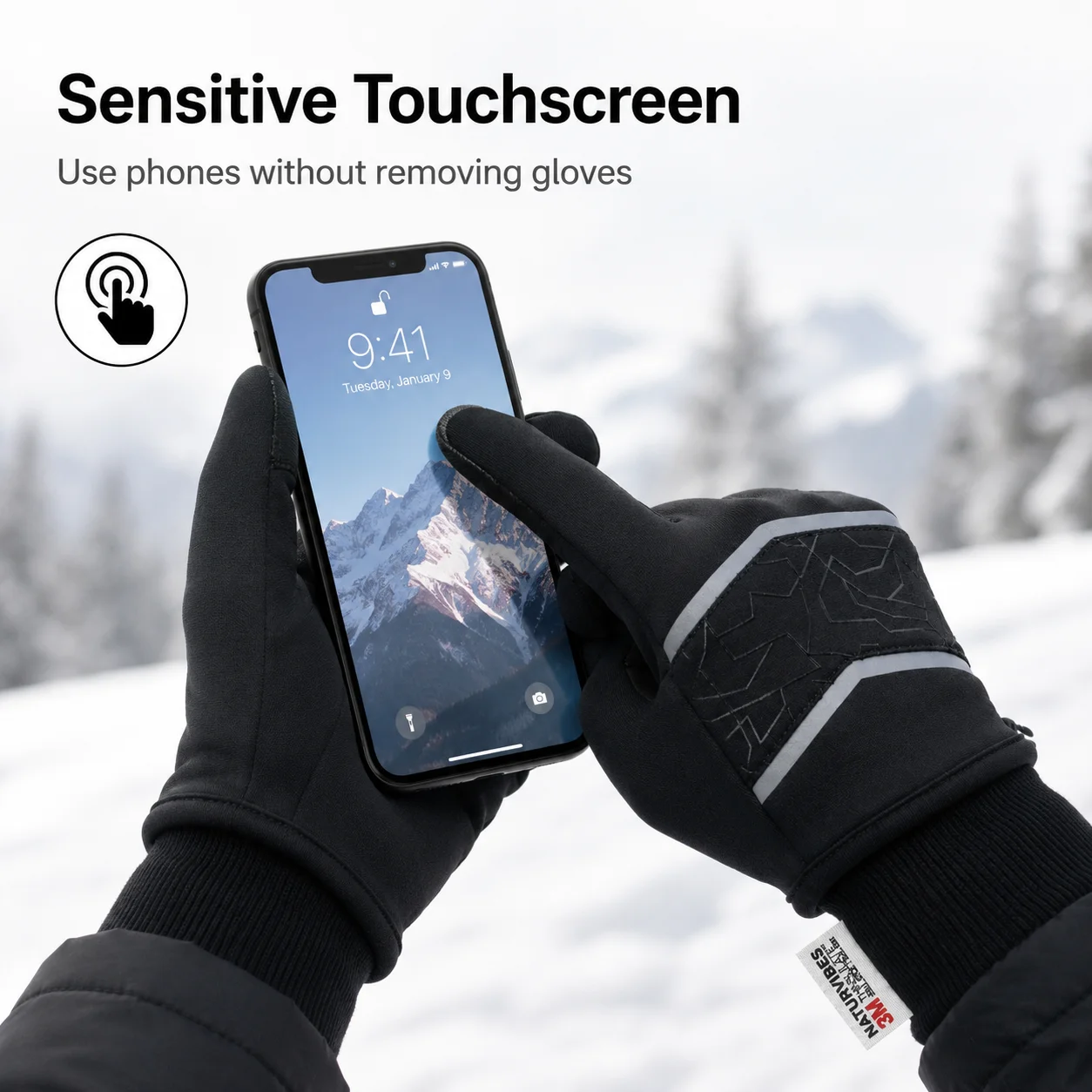 

Winter Touchscreen Gloves Warm Windproof Anti Slip Gloves for Men Women Outdoor Cycling Running Hiking Cold Weather Thermal Glov