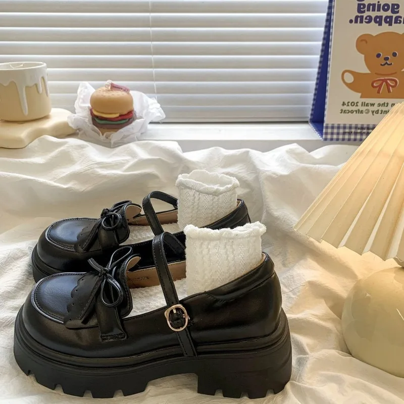 

Women's Shoes Classic Round Head Leather Loafers Japanese Style Mary Jane Shoes Womens Sweet Cute Bow Lolita Shoes Zapatos Mujer