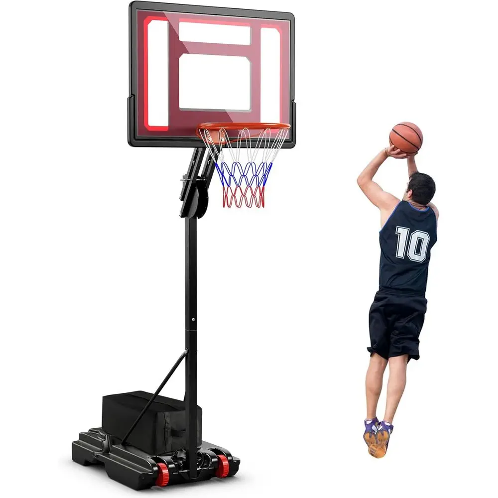 

Adjustable Height Outdoor Basketball Hoop with Shatterproof Backboard and Weighted Base for All Ages